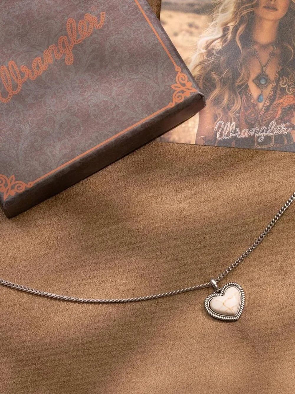Women Silver White Western Gold Plated Wrangler Heart Turquoise Pendant Necklace